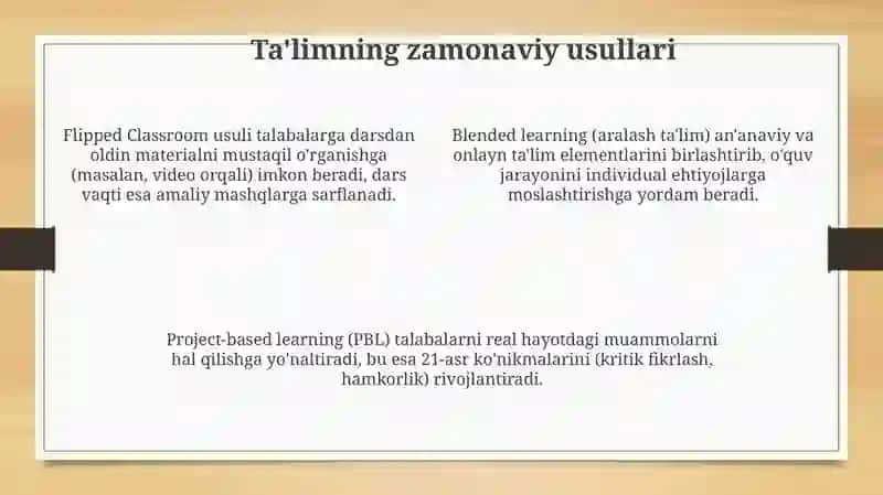 Zamonaviy oʻqitish shakllari va uslublari 4