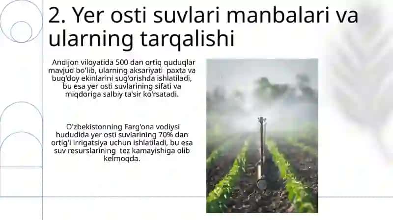 Yer osti suvlarining qishloq xoʻjaligida qoʻllanilishi 4