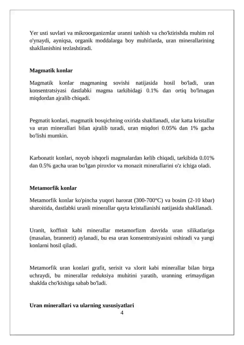 Уран канларининг хосил булиш шароитлари 4
