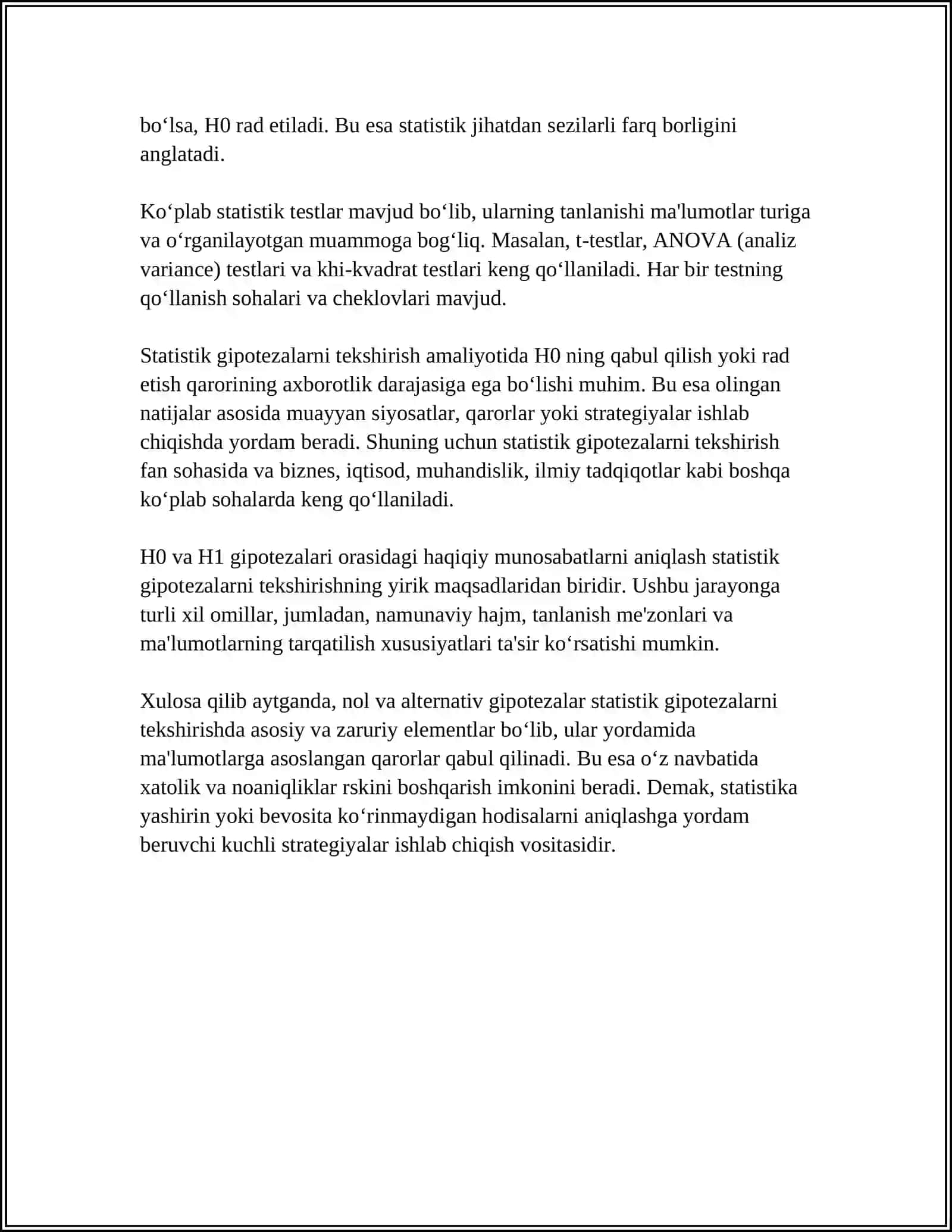 STATISTIK GIPOTEZALARNI TEKSHIRISH 4