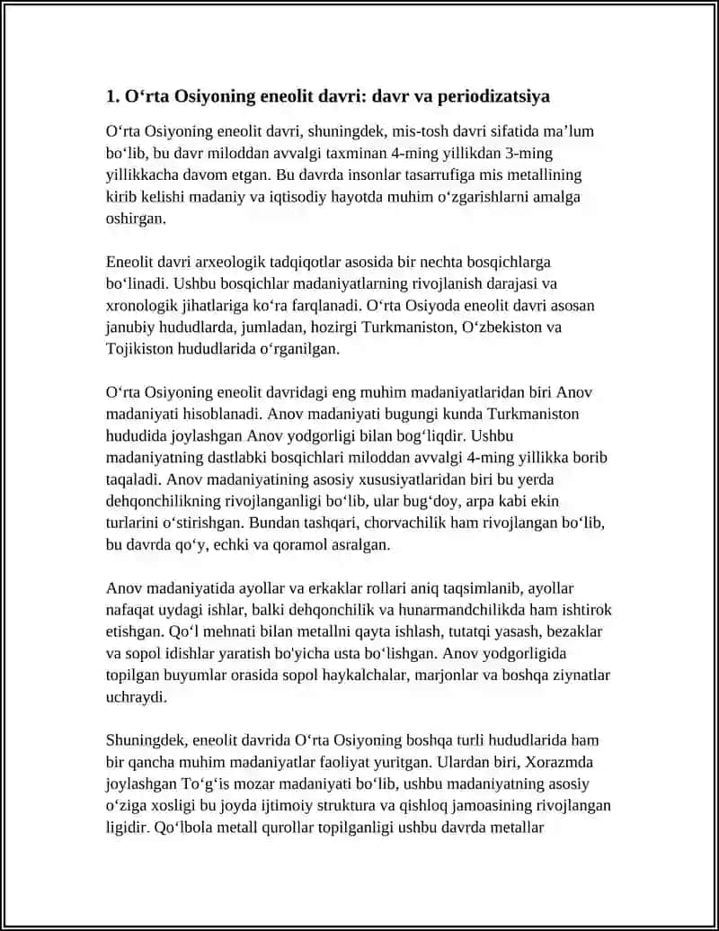 OʻRTA OSIYONING ENEOLIT DAVRI MADANIYATLARI 4