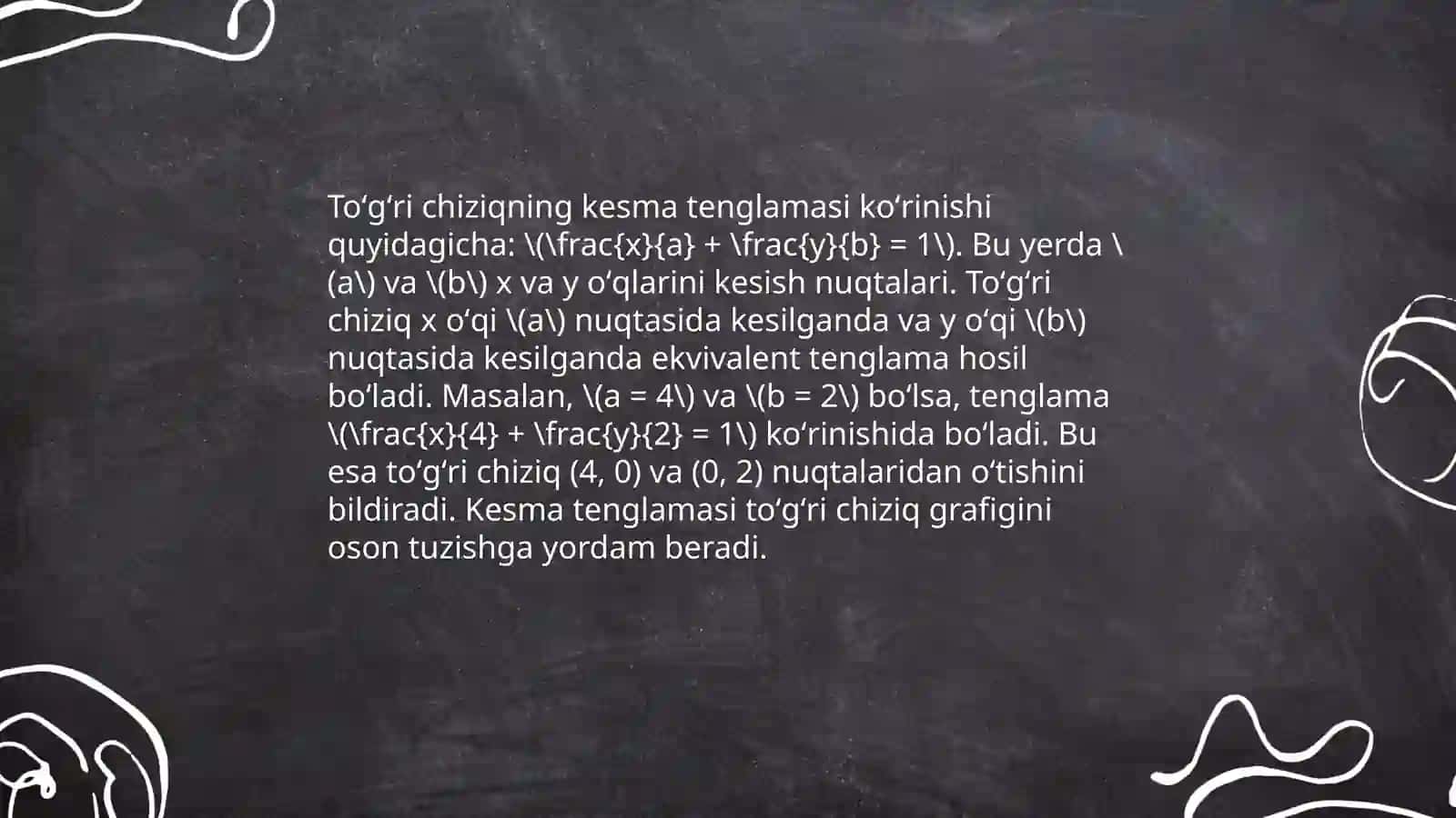 Toʻgʻri chiziqning turli tenglamalari 4