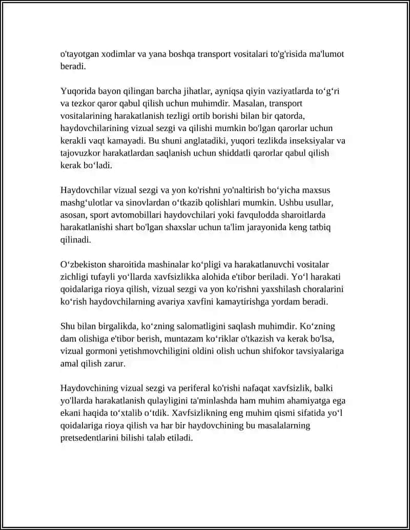 Haydovchi Sezgi va Idroki 4