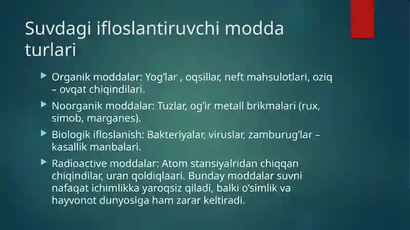 Ifloslangan suvni tozalash 4
