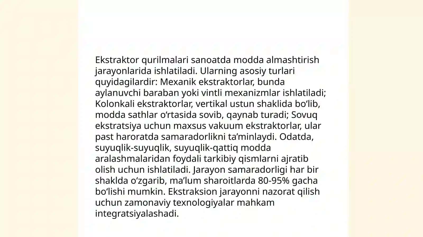 Ekstraksiya jarayoni va qurilmalari 4