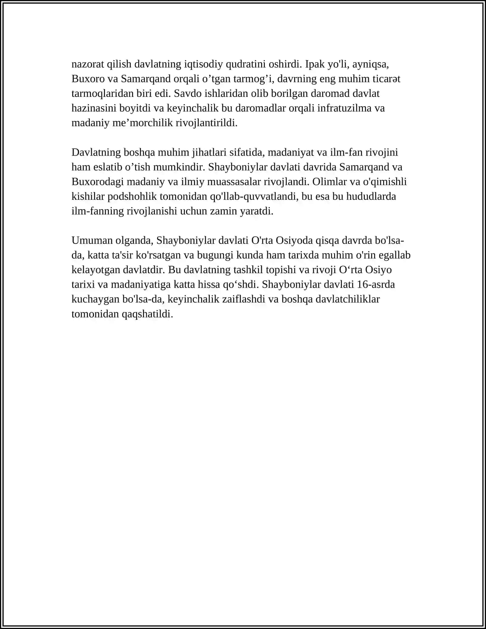 SHAYBONIYLAR VA ASHTARXONIYLAR Referat 4