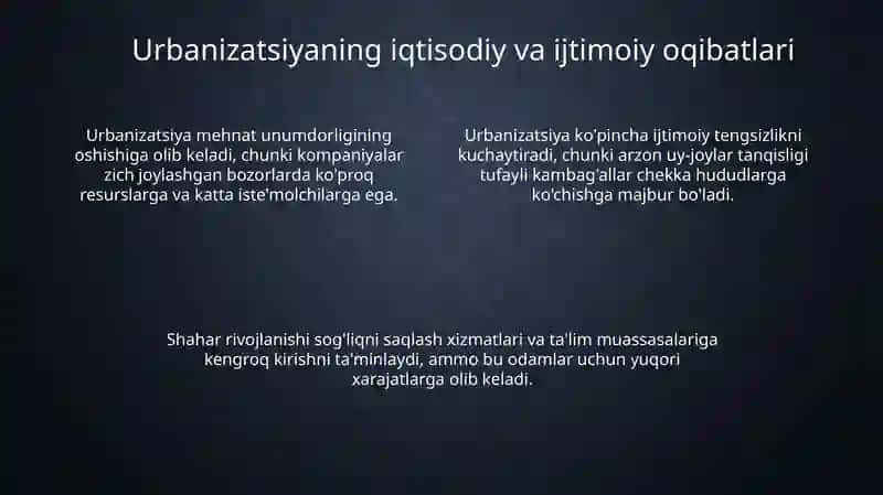 Aholining joylashuvi va urbanizatsiya 4