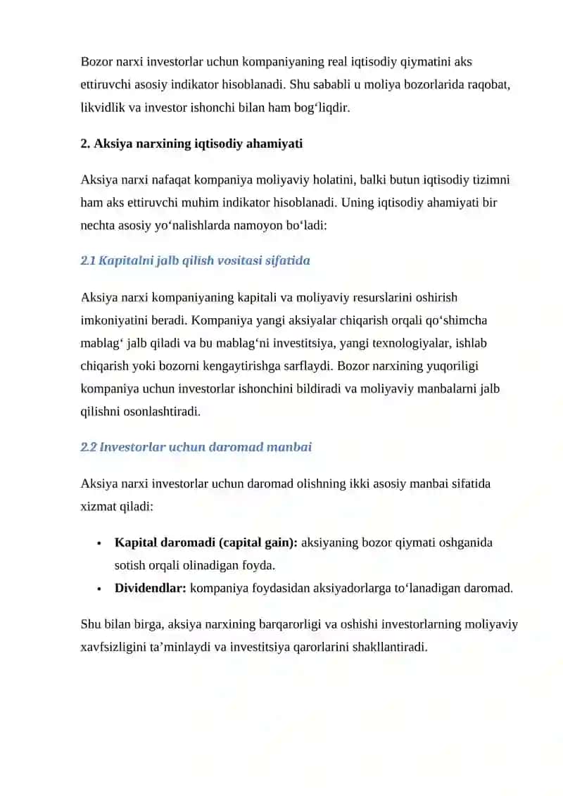AKSIYA NARXIGA TA’SIR ETUVCHI OMILLAR 4