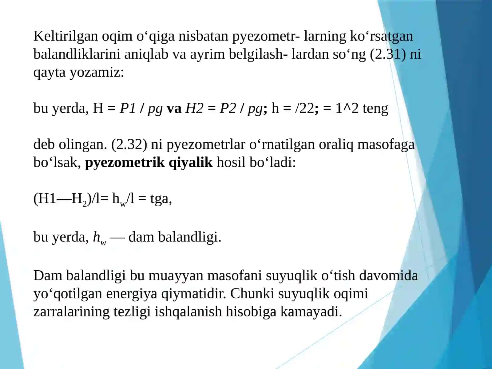 Gidravlik qarshilikningfizik tabiati 4
