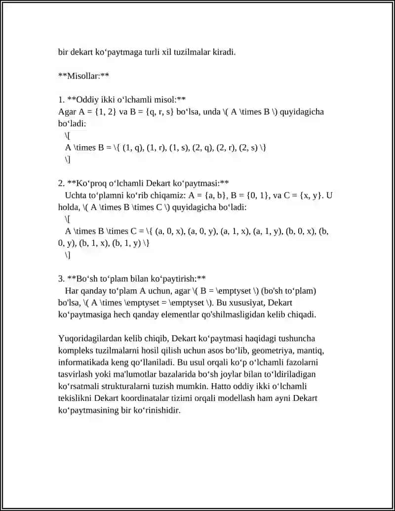 TOʻPLAMLARNING DEKART KOʻPAYTMASI 4
