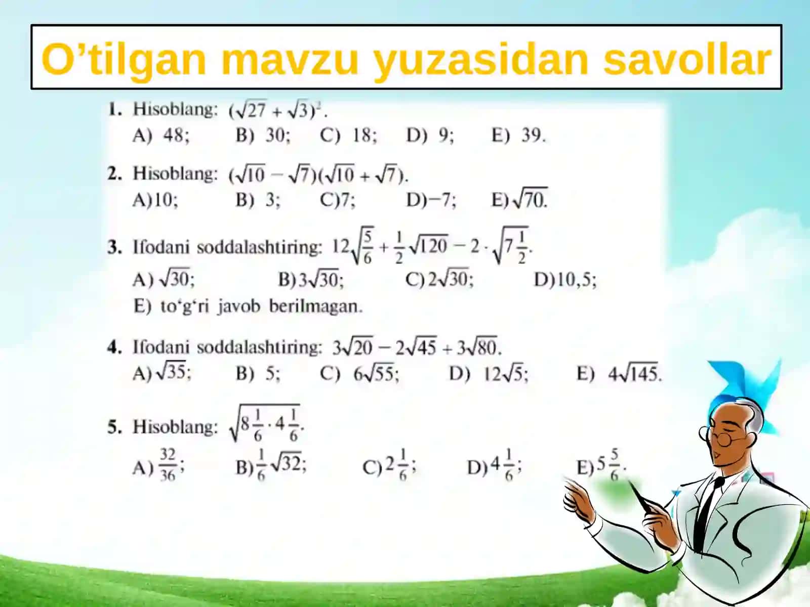 Kvadrat  tenglama  va  uning  ildizlari 4
