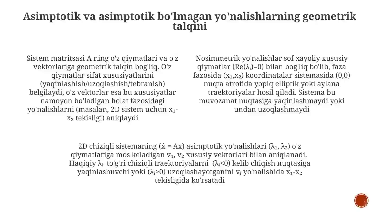 Asintotik va asimptotik yo'nalishlar 4