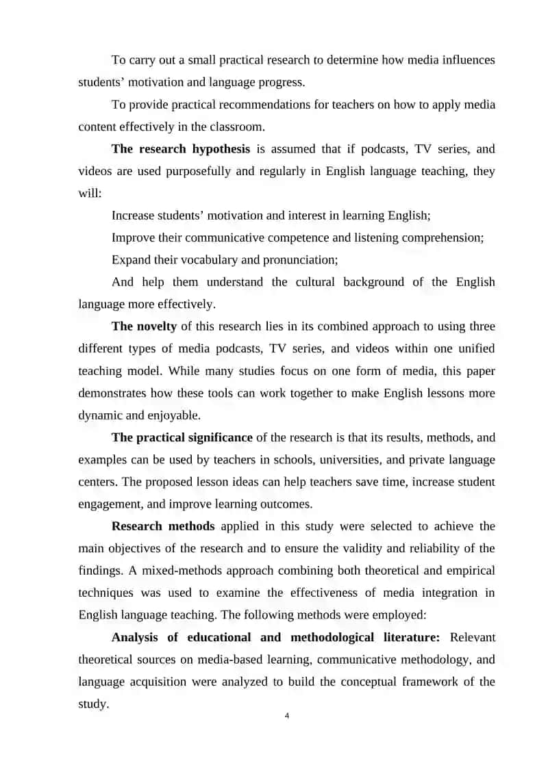 Integration of Media Content into English Language Teaching: Methodological Potential 4
