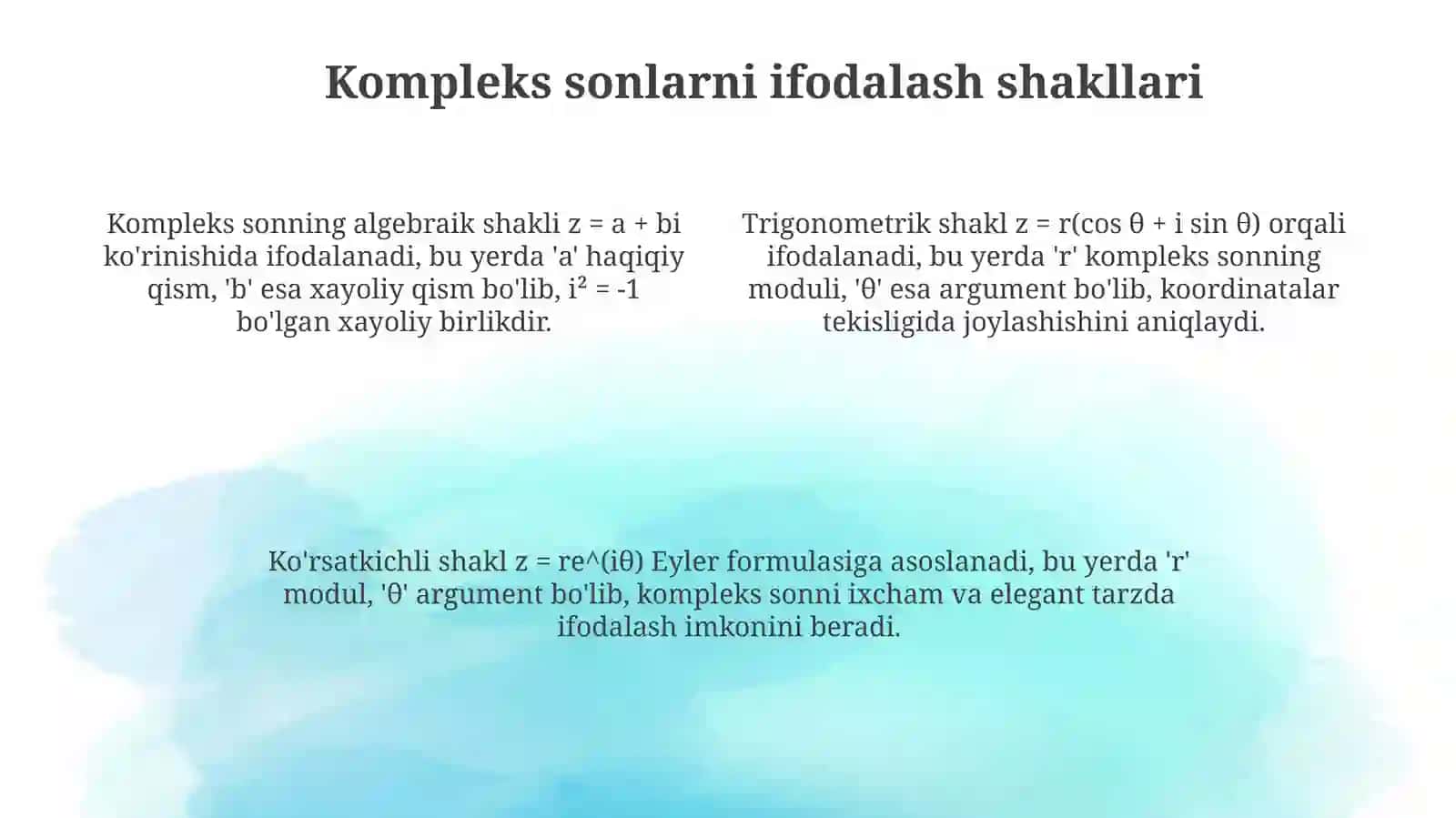Kompleks sonlar: Ta'rif va asosiy tushunchalar 4