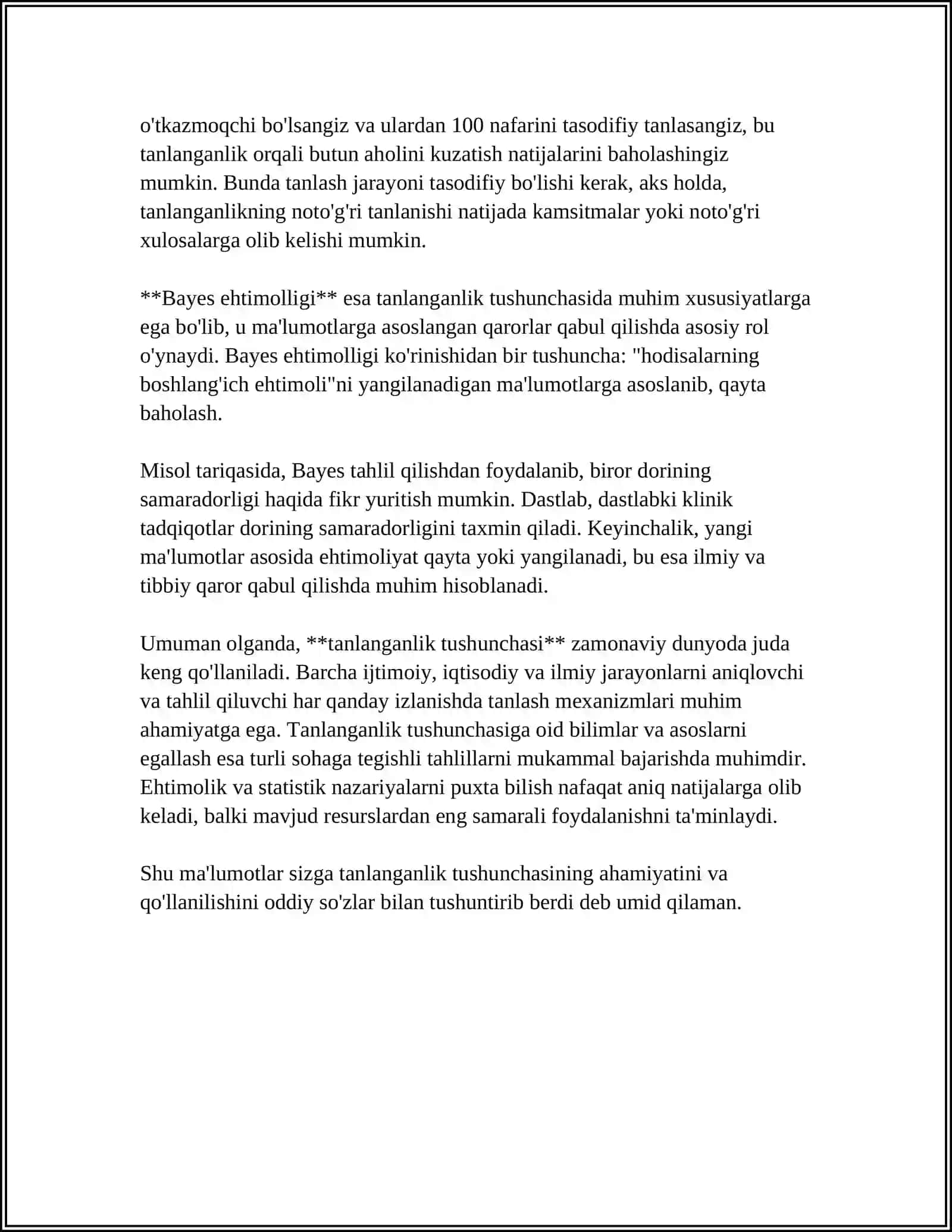 Tanlanganlik tushunchasi 4