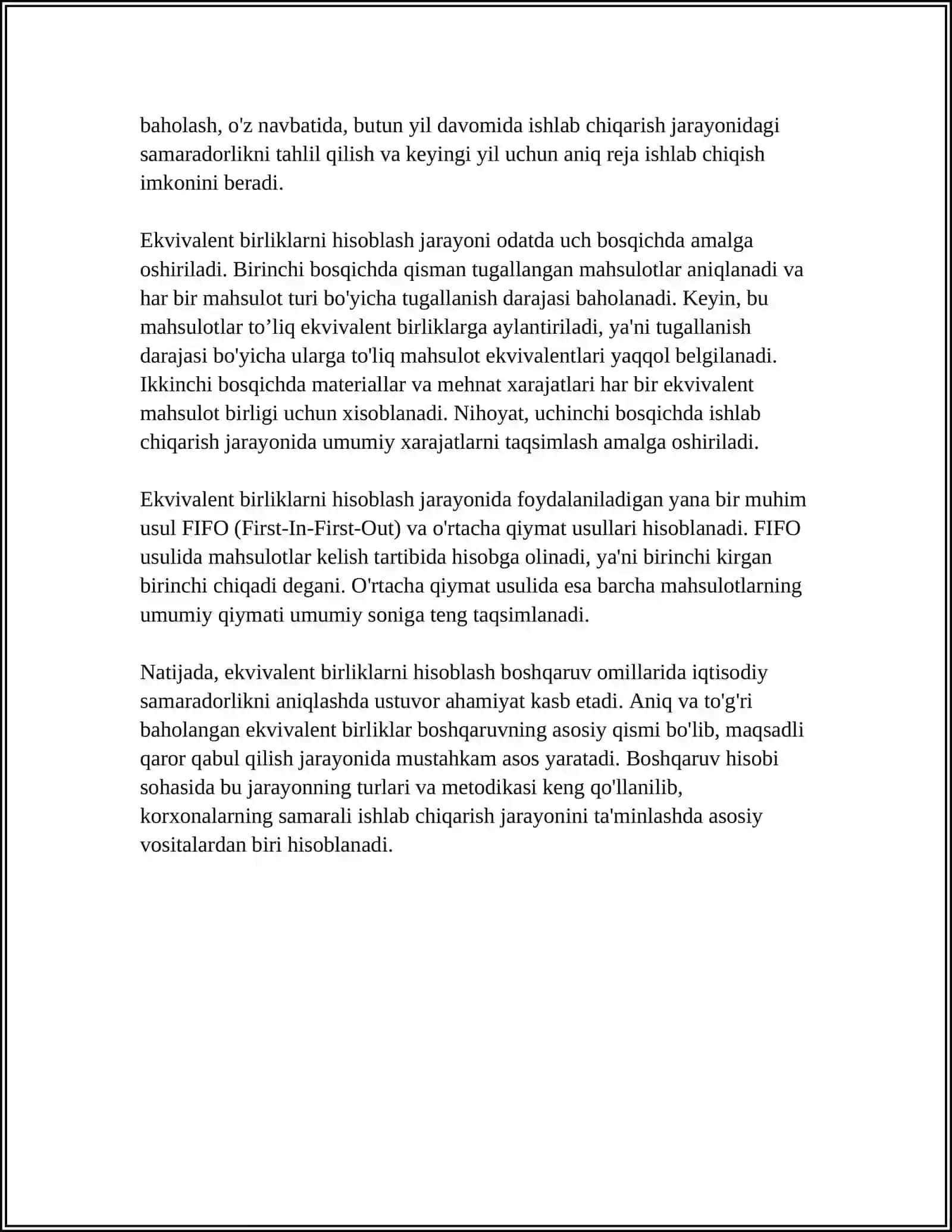 BOSHQARUV HISOBIDA EKVIVALENT BIRLIKLARNI HISOBLASH 4