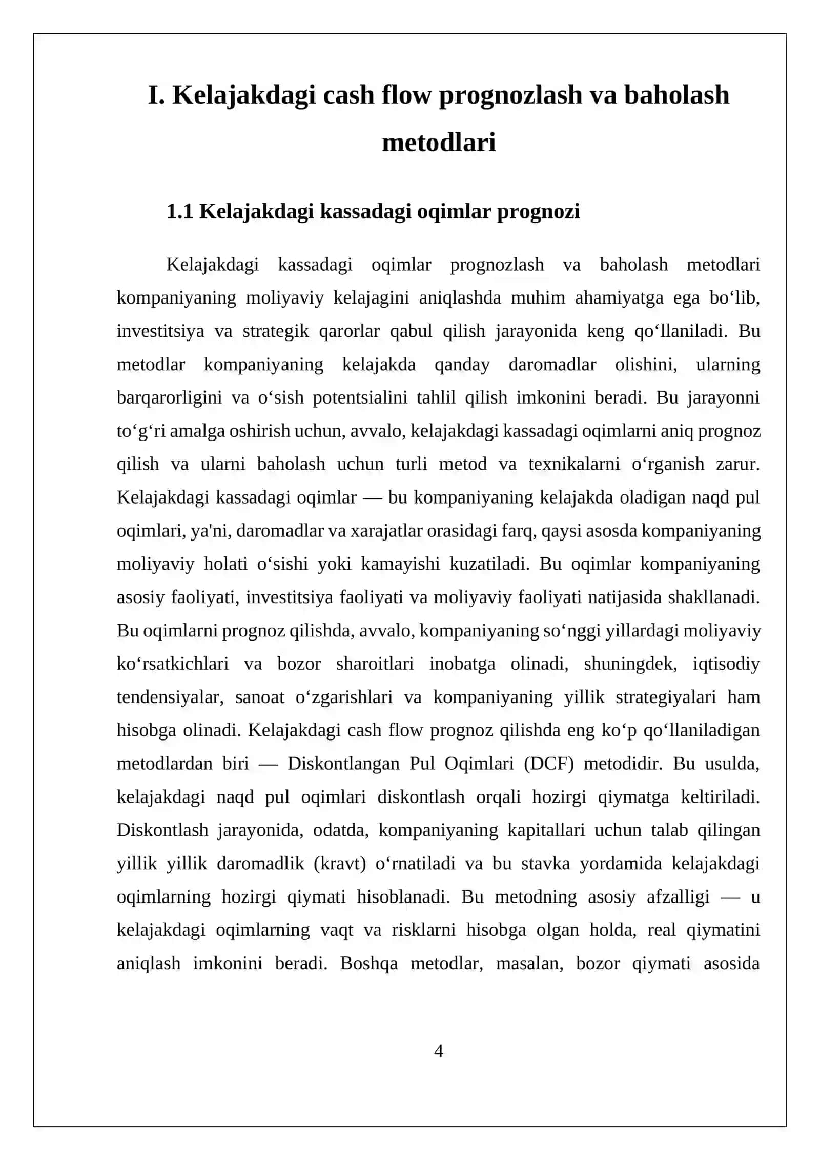 FIRMANING ISTIQBOLDAGI DAROMADLARINI BAHOLASH 4