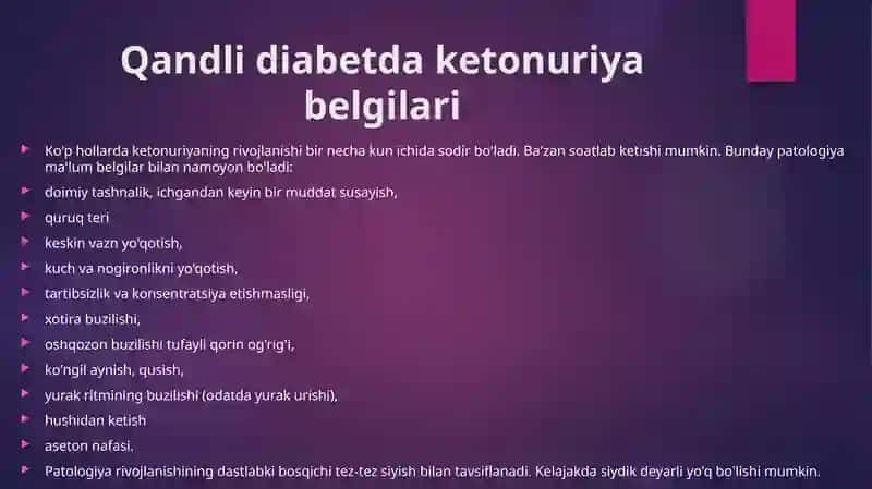 QANDLI DIABET OCHLIKDA KETONURIYA KETANOMIYA 4