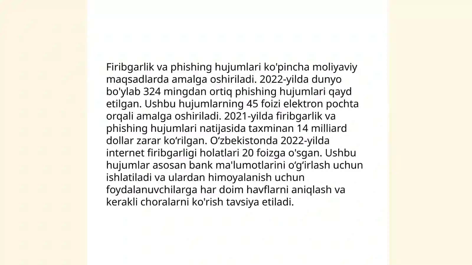 Axborot kammunikatsiya texnologiyalari xavfsizligiga bo'ladigan tahdidlar 4