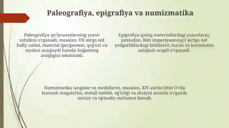 Tarixiy manbalar tahlili va arxeologiya 4
