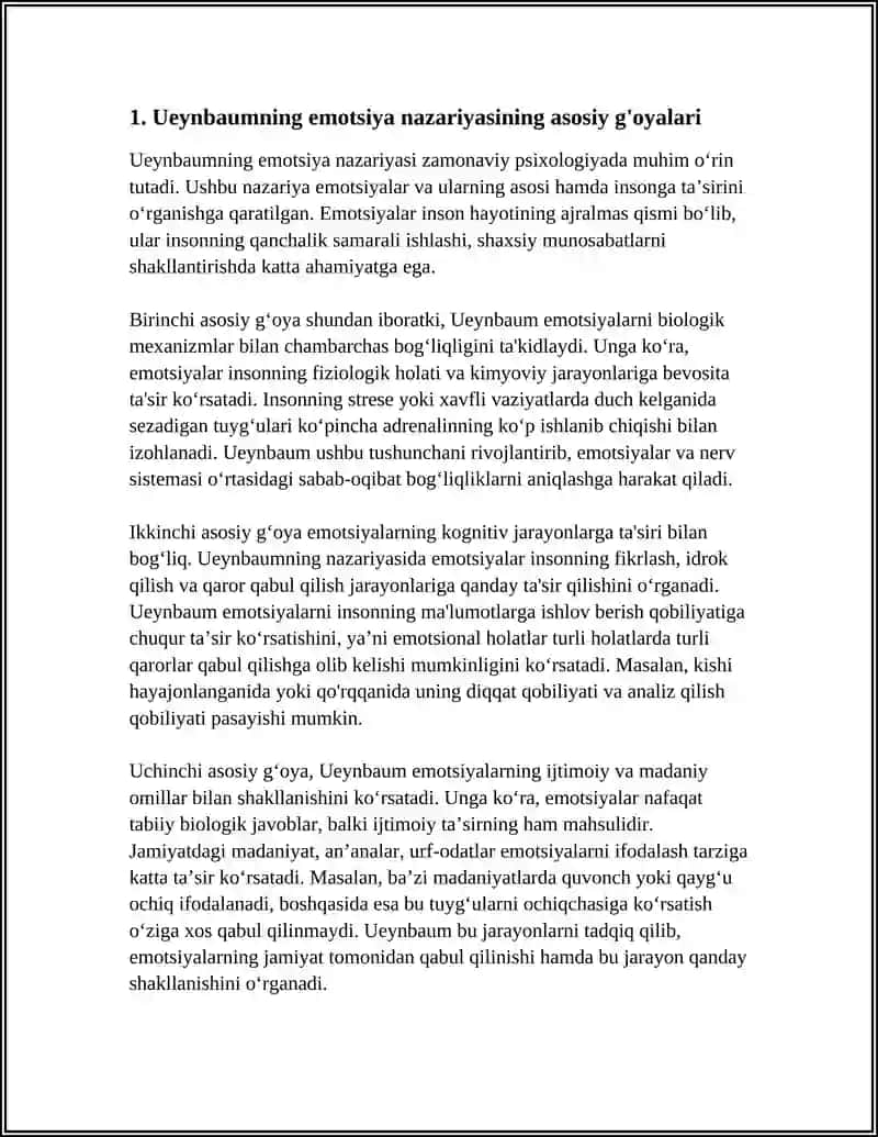 UEYNBAUMNING EMOTSIYA NAZARIYASI 4