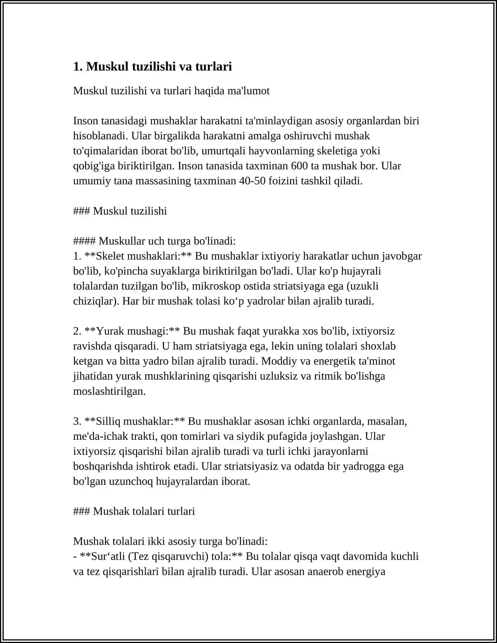 MUSHAKLARNING ISHI VA BIOMEXANIKASI.LESGAFT MUSHAKLAR TÕĞRISIDAGI TA'LIMOT 4