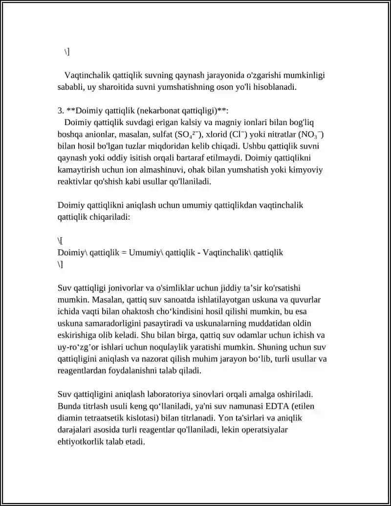 SUVNING QATTIQLIGINI ANIQLASH 4