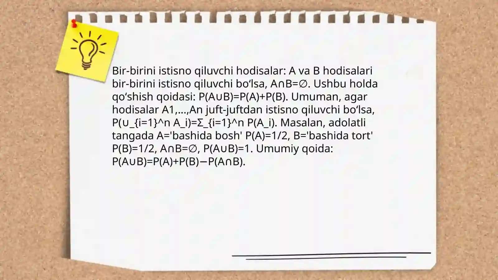 Ehtimollarni qo'shish va ko'paytirish teoremalari 4
