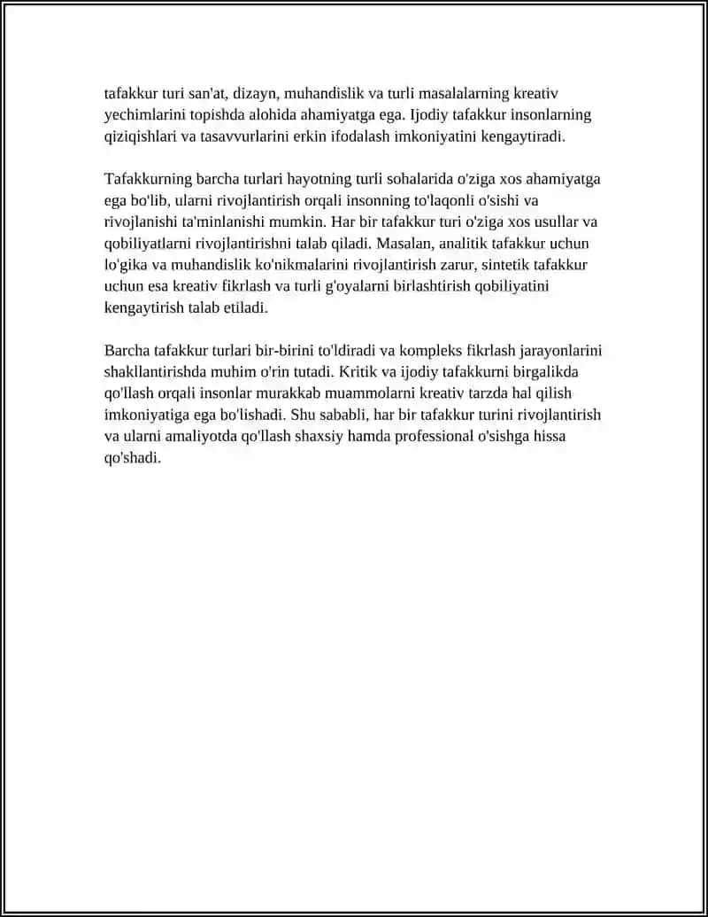 TAFAKKUR TURI, SHAKLI VA OPERATSIYALARI 4