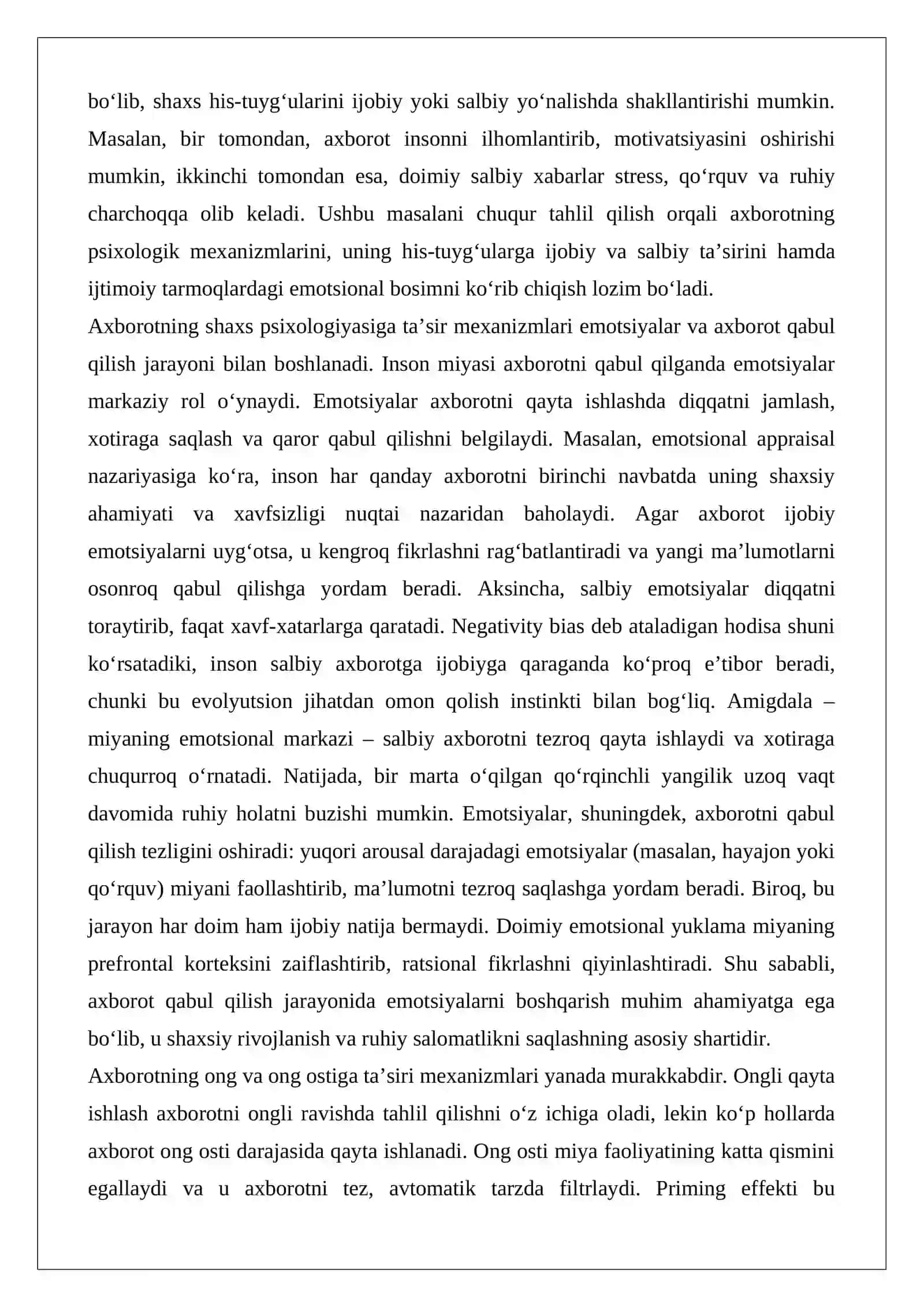 Axborotlarning shaxs his-tuyg‘ulariga ta’sir muammolari 4
