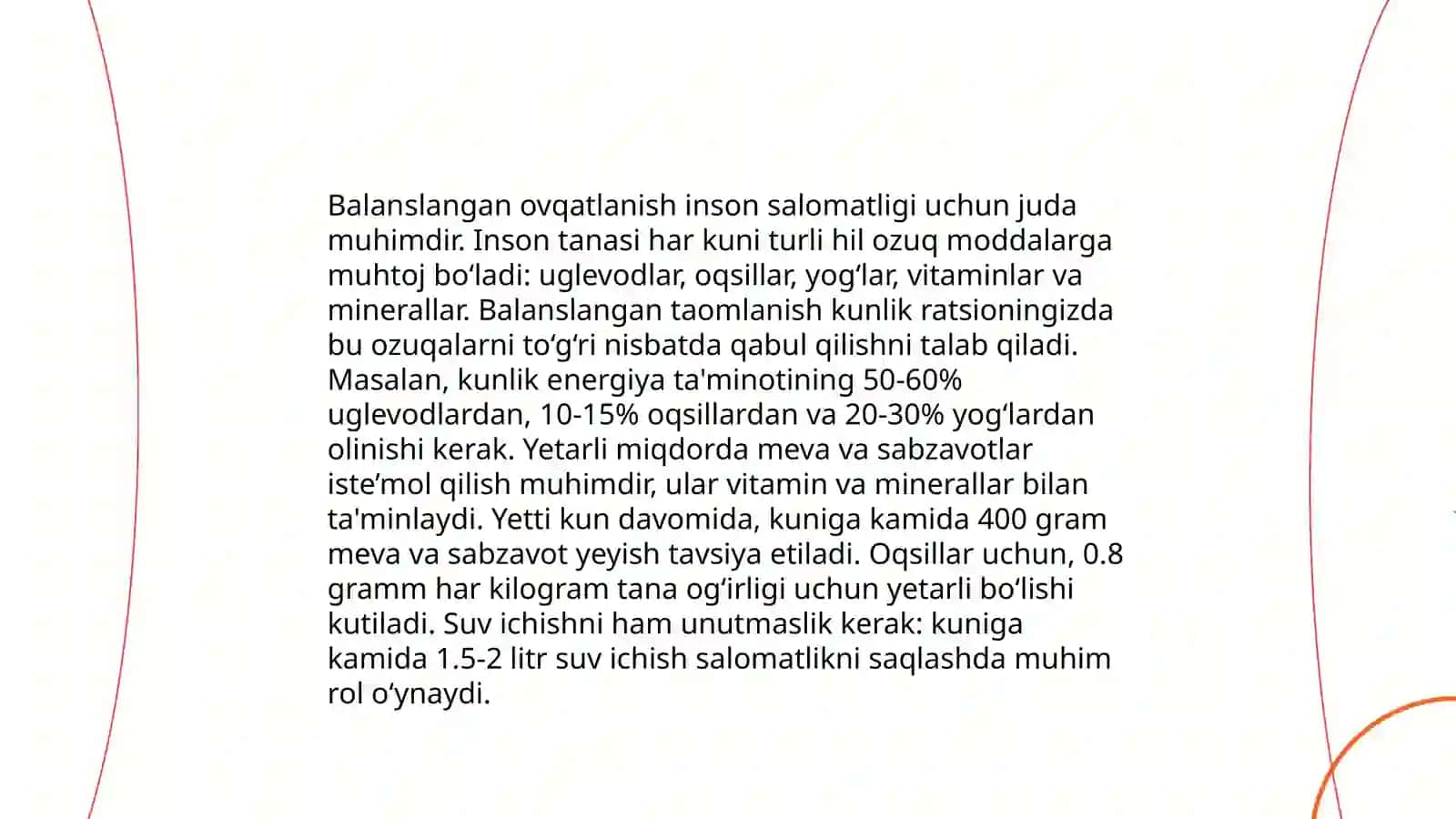 Sogʻlom va oqilona ovqatlanish tushunchasi 4