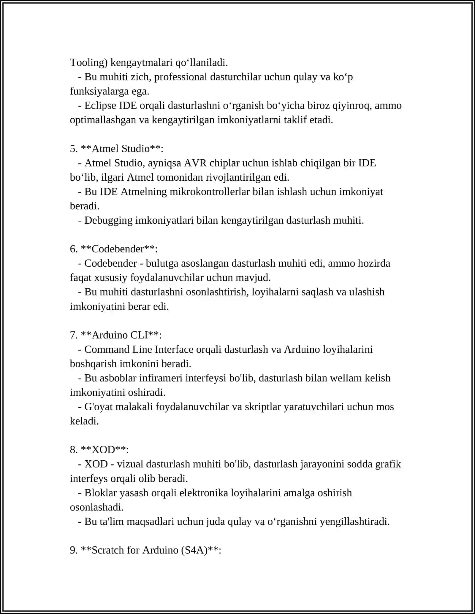 ARDUINO VA BOSHQA MIKROKONTROLLER PLATFORMALARI BILAN ISHLASH 4