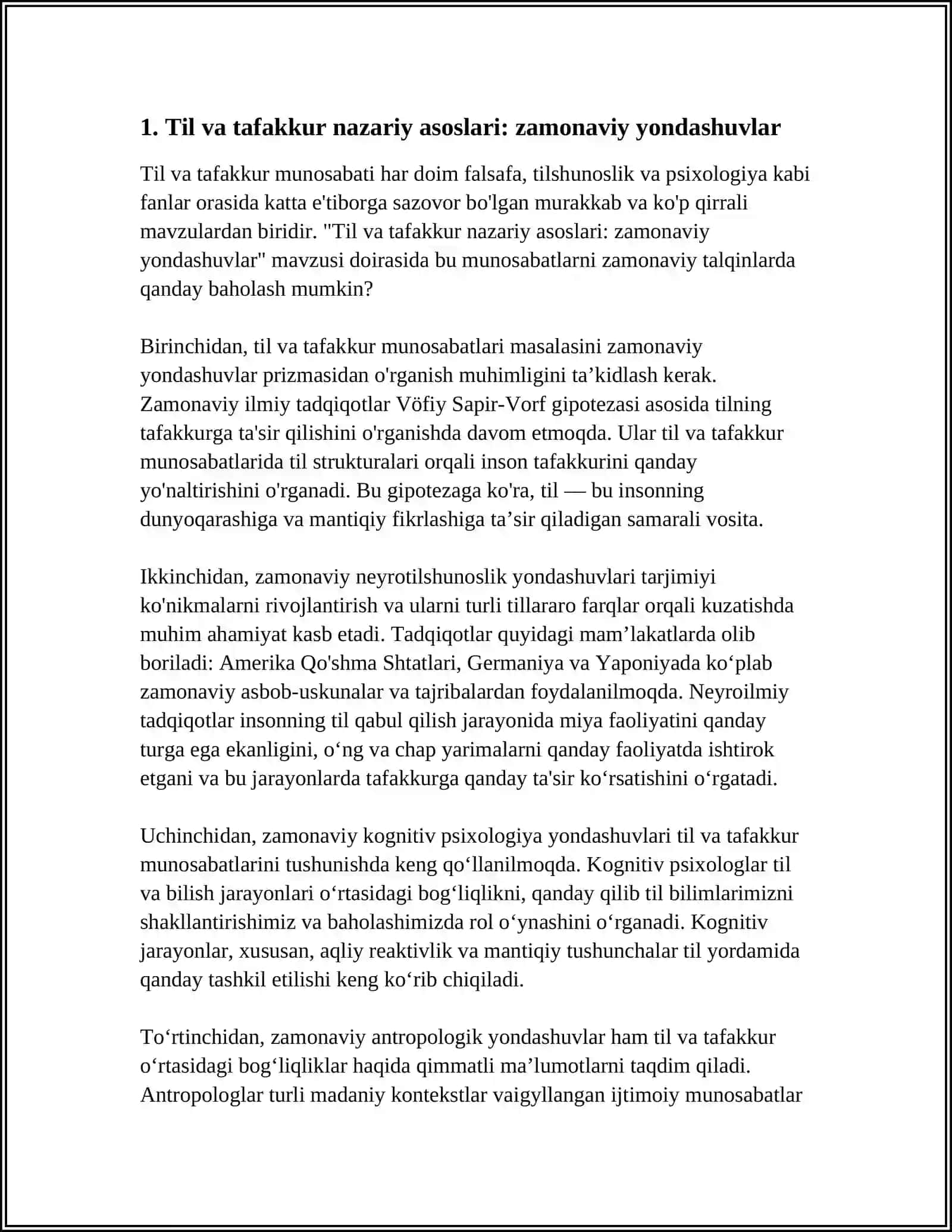 TIL VA TAFAKKUR MUNOSABATINING ZAMONAVIY TALQINLARI 4