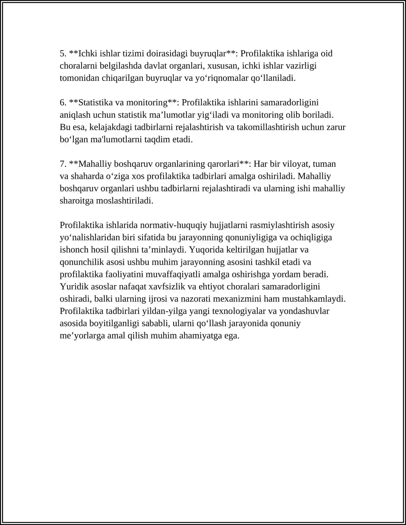 PROFILAKTIKA ISHLARIDA QOʻLLANILADIGAN HUJJATLARNI RASMIYLASHTIRISHNI OʻRGANISH 4