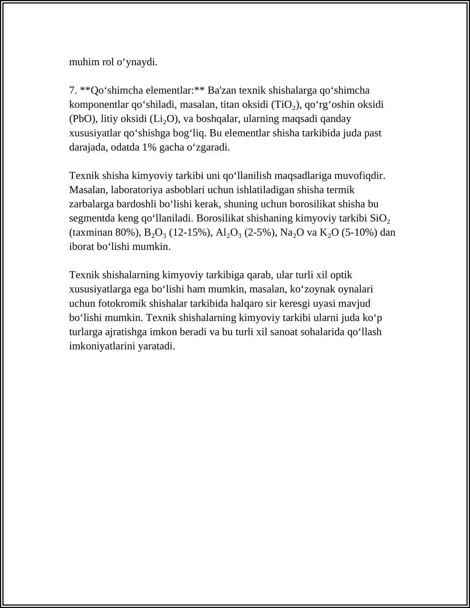TEXNIK SHISHALARNING UMUMIY XUSUSIYATLARI 4