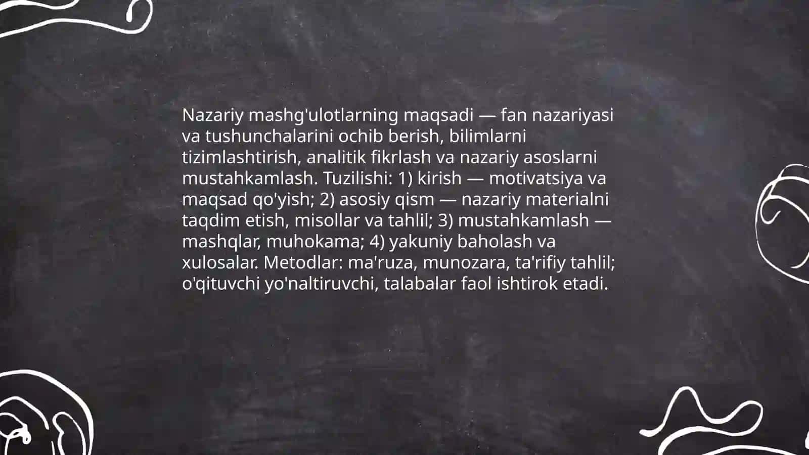 Mashğulot turlari va tuzilishi 4
