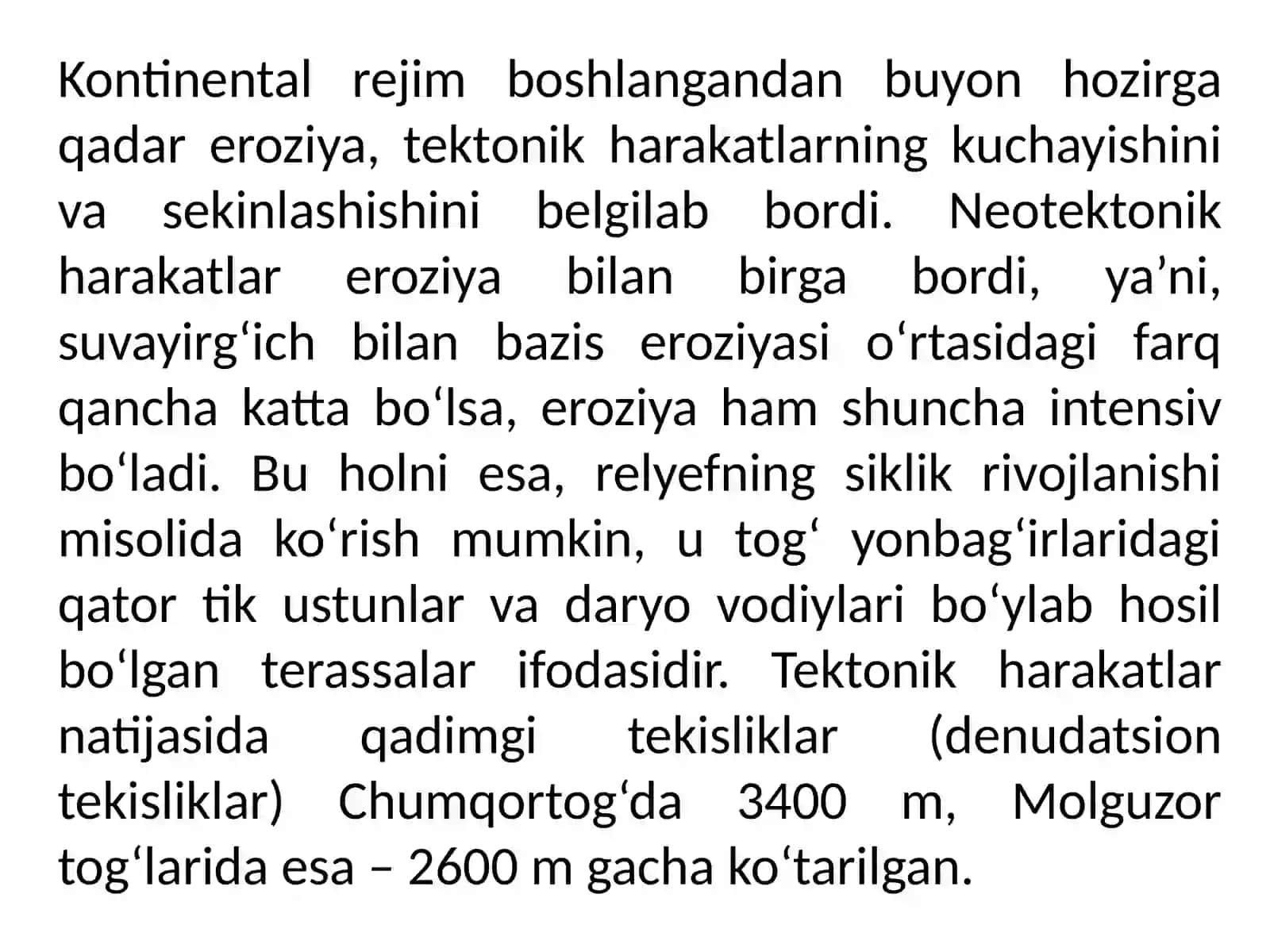 O‘rta Osiyo hududi Yer yuzasining tuzilishi tog’lik qismi 4