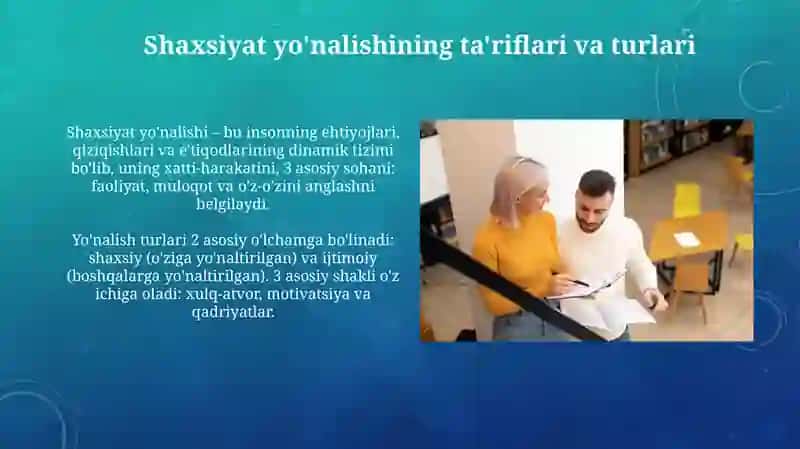 Shaxsiy yo'nalishni o'rganish 4