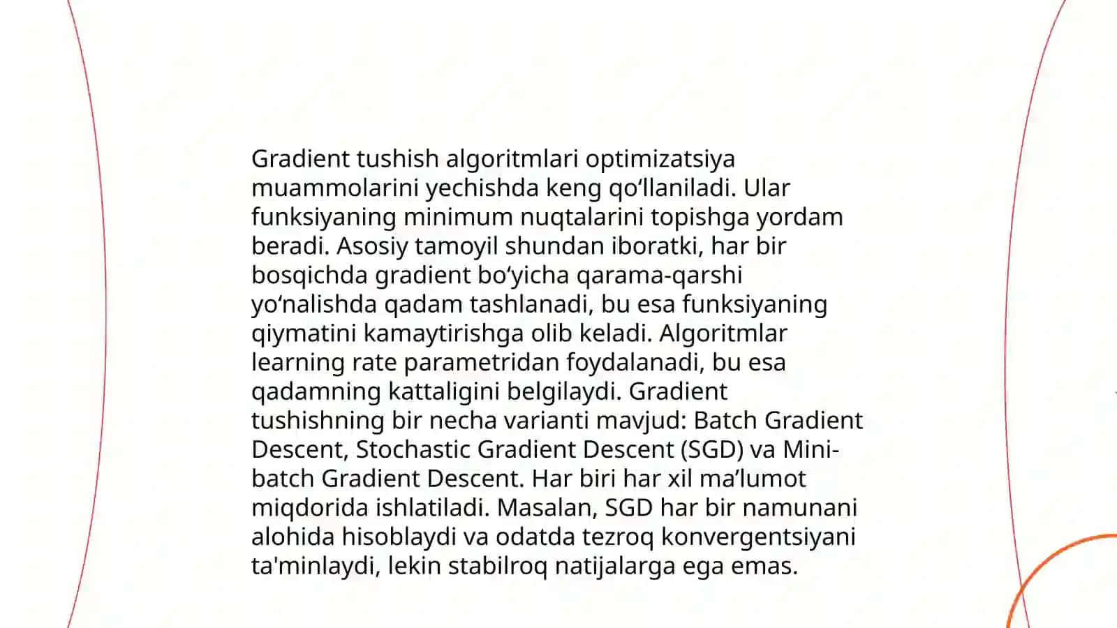 Mashinali oʻqitish algoritmlarda differensial hisob tadbiqlari 4