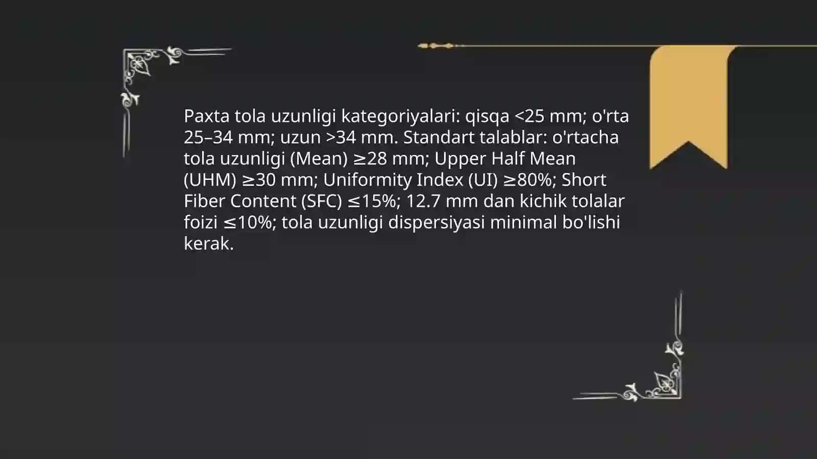 Paxta ipining sifatini belgilovchi standartlar 4