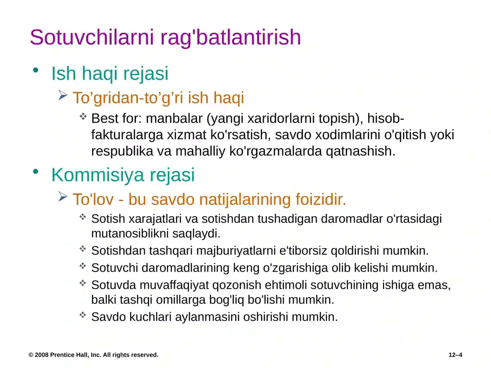 Xodimlarni rag'batlantirish rejasi 4