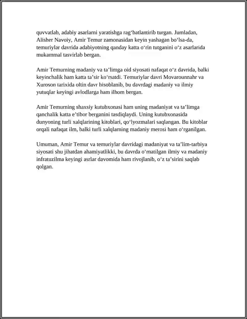 AMIR TEMUR VA TEMURIYLAR DAVRIDA MADANIYAT TA'LIM-TARBIYA MASALALARI 4