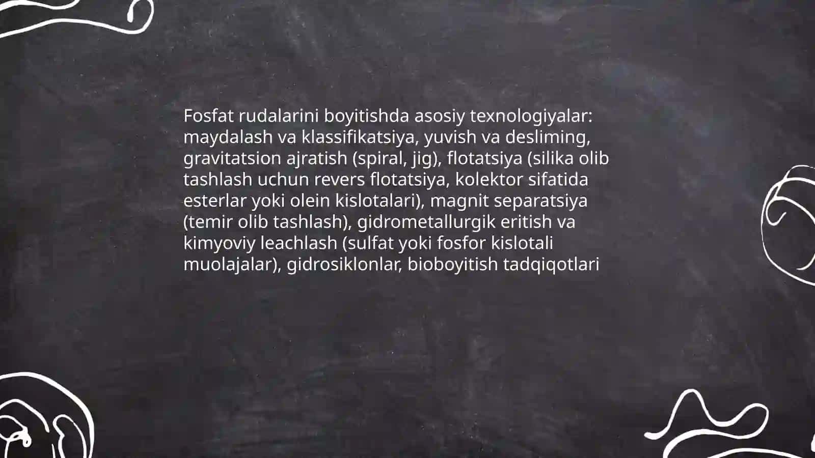 Fosforli o'g'itlar ishlab chiqarish 4