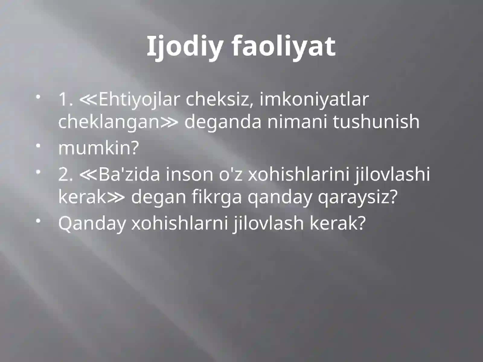 ISTAKLARIMIZNI ANGLASH 4