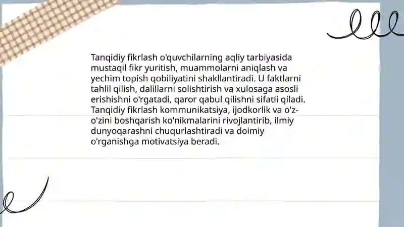 O'quvchilarning ilmiy dunyoqarashini shakllantirish.O'quvchilarning aqliy tarbiyasi 4