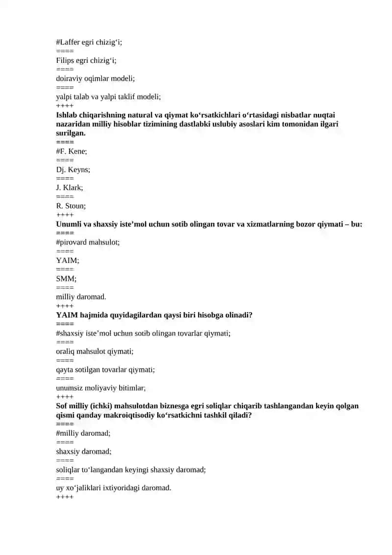 IQTISODIYOT NAZARIYASI 1 FANIDAN TEST 4