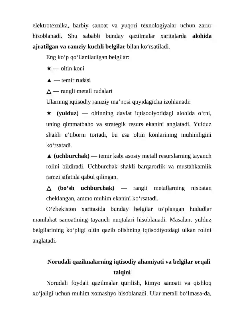 O'zbekiston qazilma boyliklari va ularning shartli belgilari 4