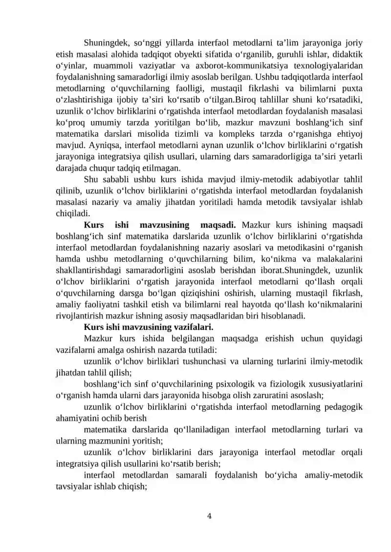 Uzunlik o‘lchov birliklarini o‘rgatishda interfaol metodlardan foydalanish 4
