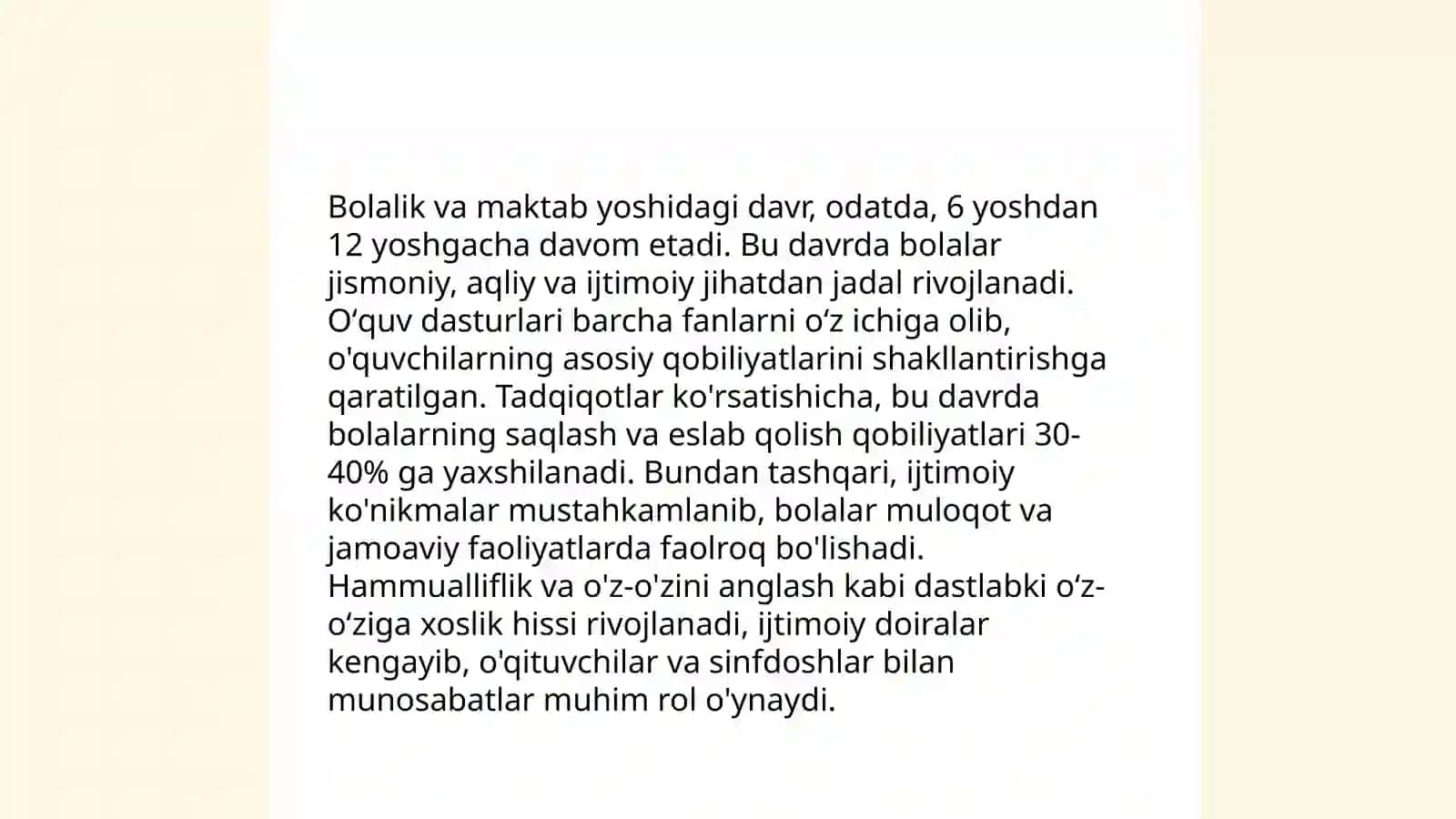 Rivojlanishdagi kritik davrlar 4