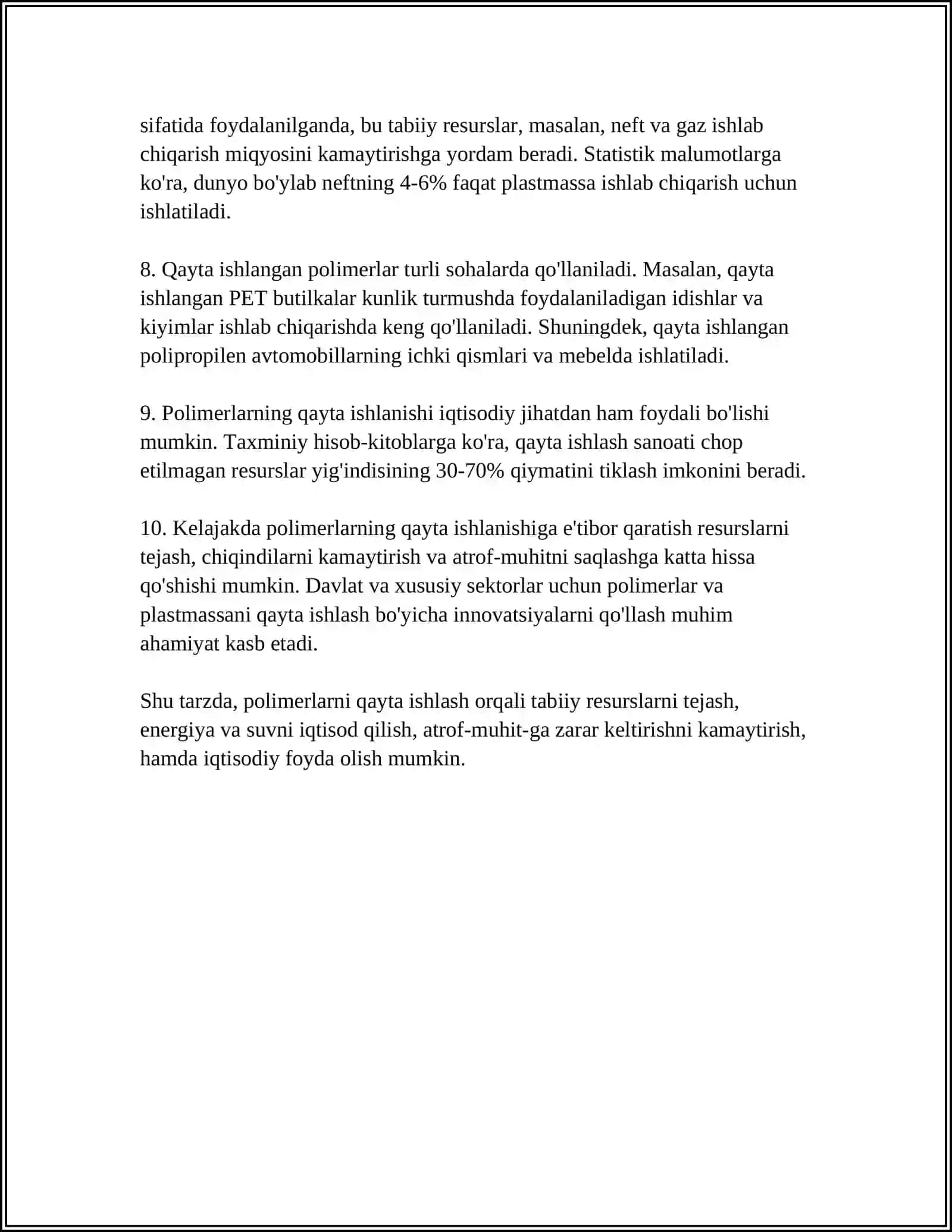 POLIMERLARNI TABIATDAGI AHAMIYATI 4